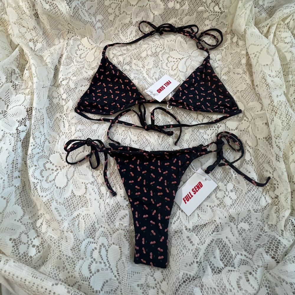 Full Send Cherry Thong Bikini Set